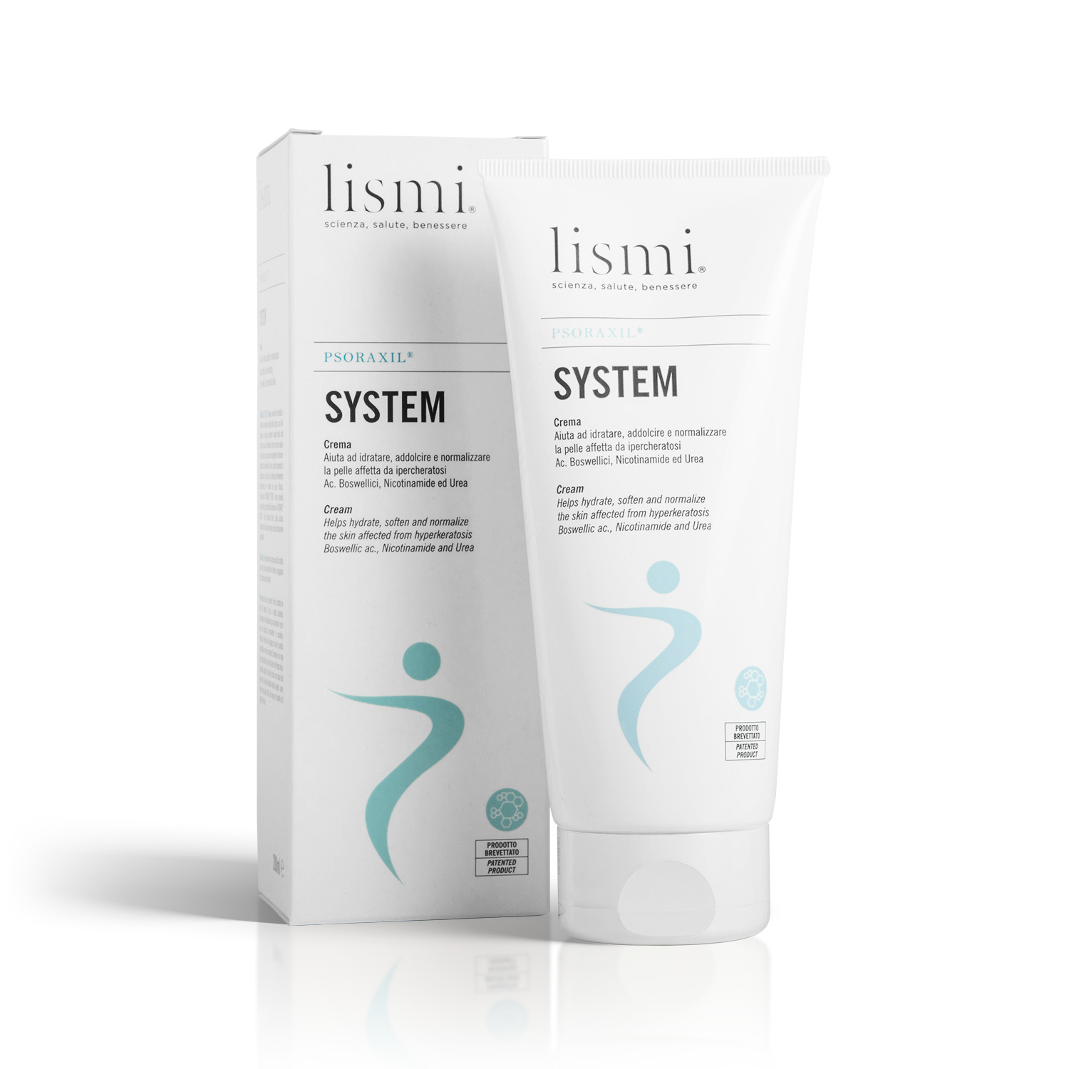 Crema System Lismi Psoraxil per il trattamento della psoriasi, flacone da 200 ml.